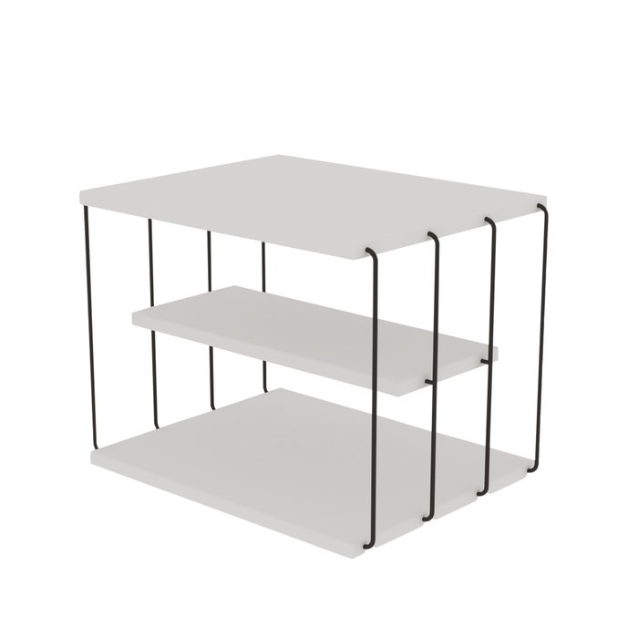 Hanah Home Mesa Lateral 2 Niveles Blanco y Negro 50x33x40cm